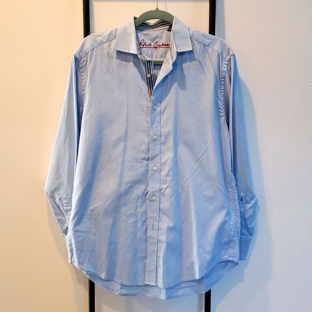 Robert Graham blue white long sleeve buttons down shirt men size M